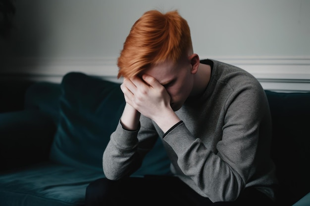 Teenager-Problem, junger Mann mit Depressionszustand, generative KI