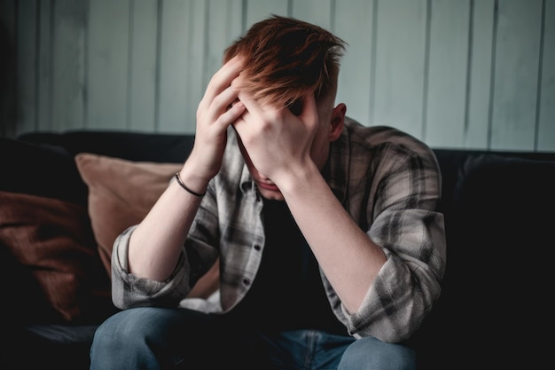 Teenager-Problem, junger Mann mit Depressionszustand, generative KI