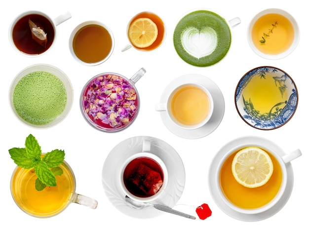 Teetasse-Set isoliert von oben