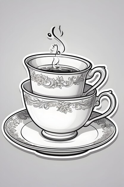Teetasse und -schüssel-Illustration Grafik für heiße Teegetränke Traditionelles Teekannen-Design Losblatt-Tee-Sc