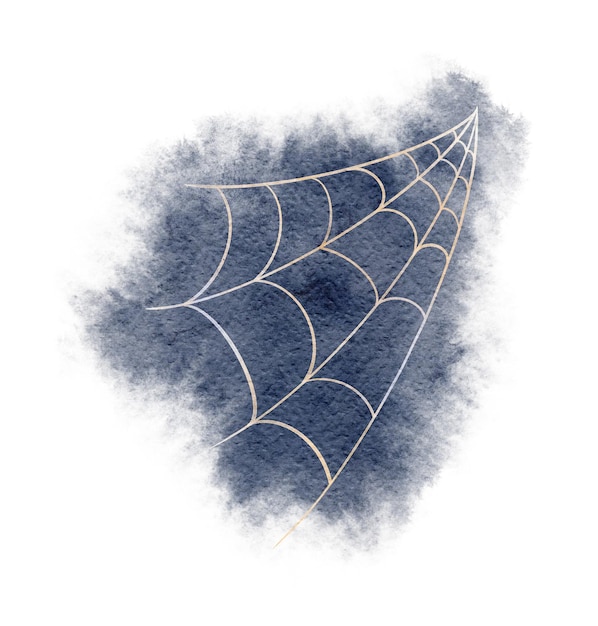 Teia de aranha de Halloween Elementos de terror em aquarela Ilustração gótica isolada no fundo branco