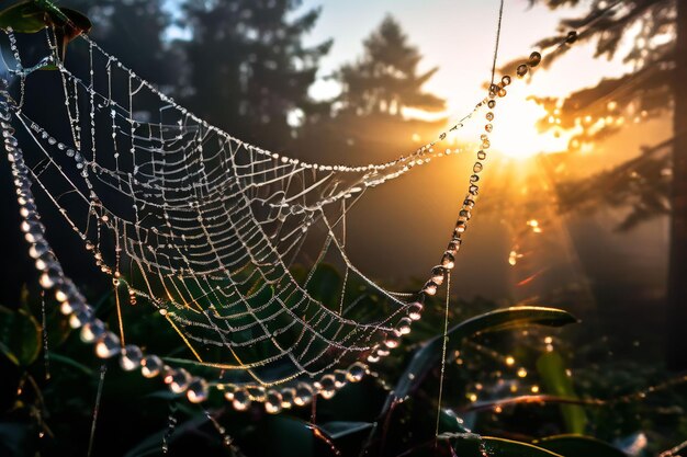 Foto teia de aranha na floresta natureza floreta de aranha em floresta natureza flora