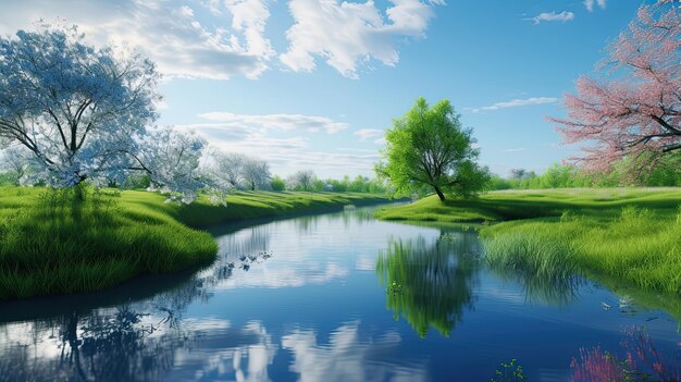 Teich im Wald Natur Kiefern Nadeln Dickicht Baum See Fisch Wasser Schlamm Schilf Frösche Wasserlilie Sumpfffischerei Schwan Wasserlilie Fluss Kreuzkarpfen Park Erzeugt von KI