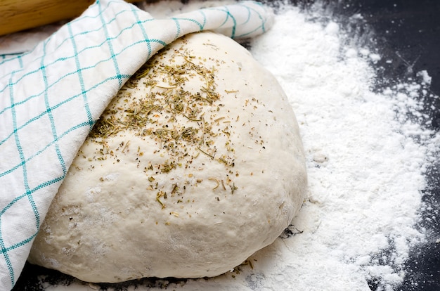 Teig mit Brötchen für Brot