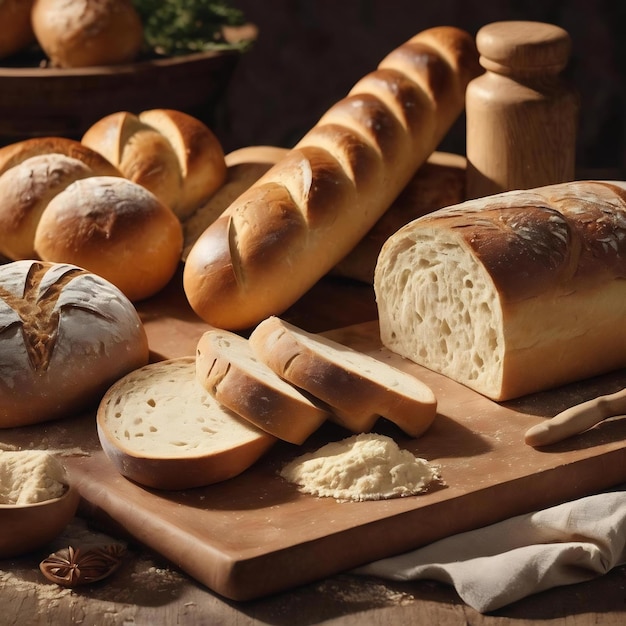 Teig mit Wälzer und eine Auswahl an Brot