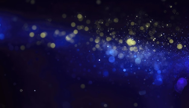Teilchen blaues Glanz auf einem Bokeh-Hintergrund zeitgenössisches Glitter opulente goldene Funkeln verschwommen