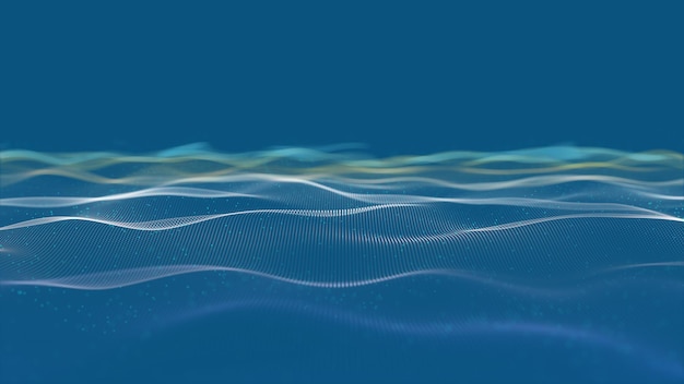 Teilchenwissenschaft Punktwelle abstrakte Technologie blauer Hintergrundfluss futuristisch digital