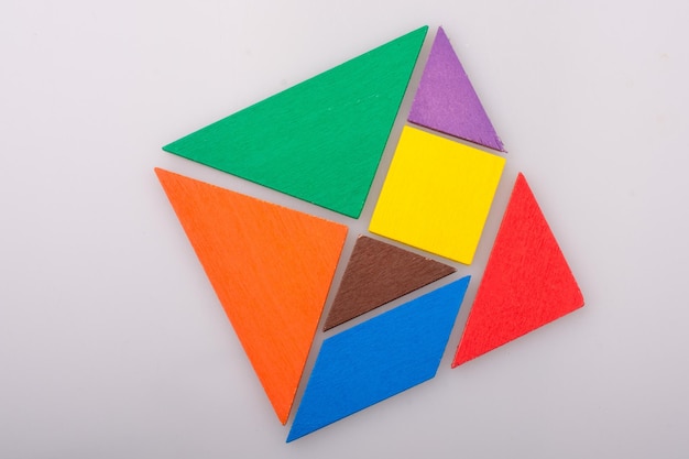 Teile eines quadratischen Tangram-Puzzles