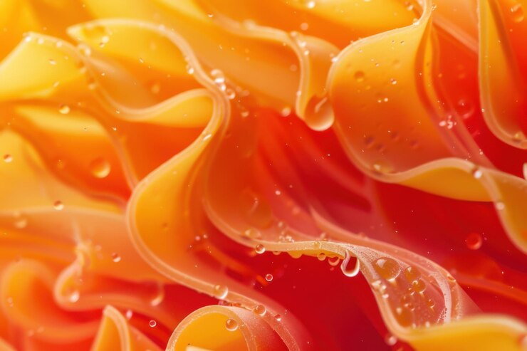 Tejido fluido vibrante en tonos de naranja y rojo perfecto para fondos abstractos y proyectos de diseño creativo