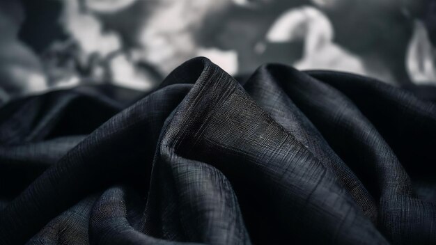 Foto tejido de lino negro con texturas de patrón cruzado de fondo
