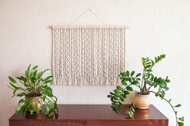 Tejido moderno amistoso hecho a mano de la decoración de la pared del algodón del macramé 100 ECO