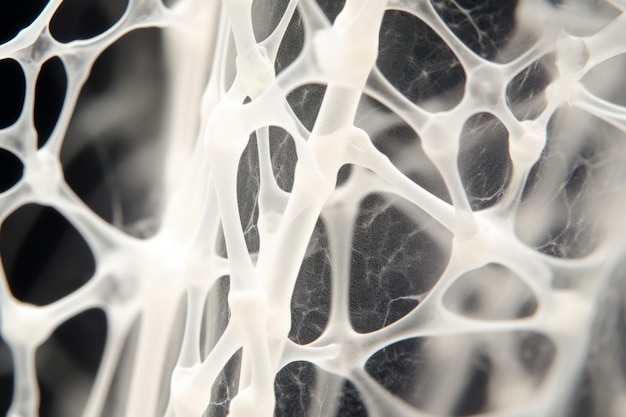 Tejido óseo esqueleto humano bajo microscopio estructura celular ciencia médica biología fondo