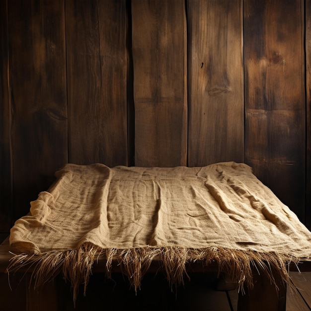 Foto tejido de saco en una mesa de madera