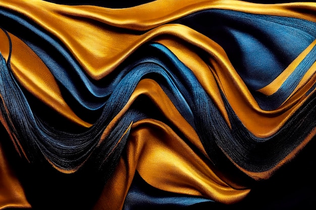 Tejido de seda azul oscuro y dorado Textura de lujo para papel tapiz