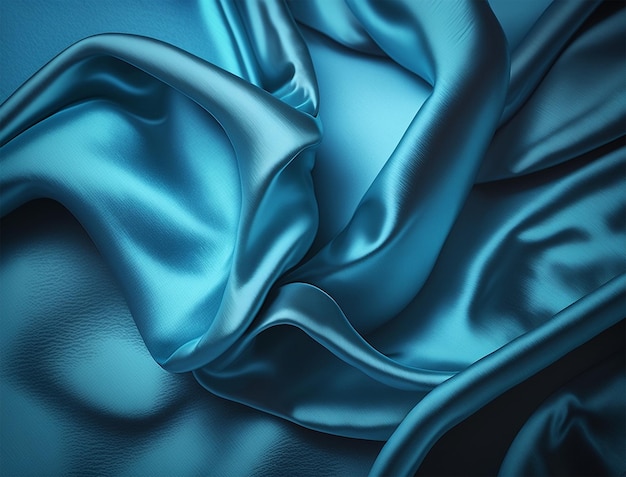 Un tejido de seda azul con un suave color azul.
