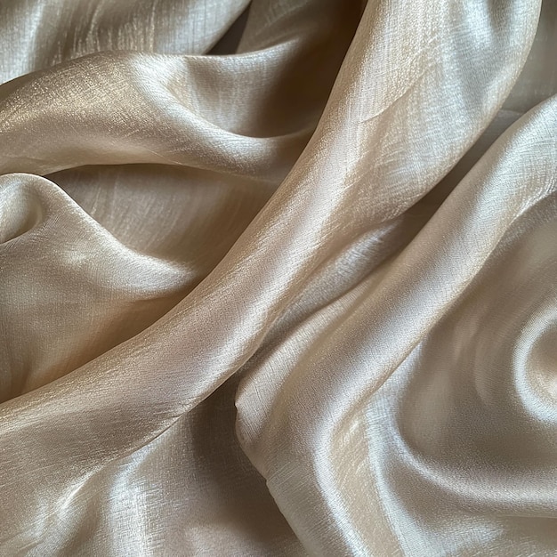 Tejido suave de color beige claro drapeado en pliegues