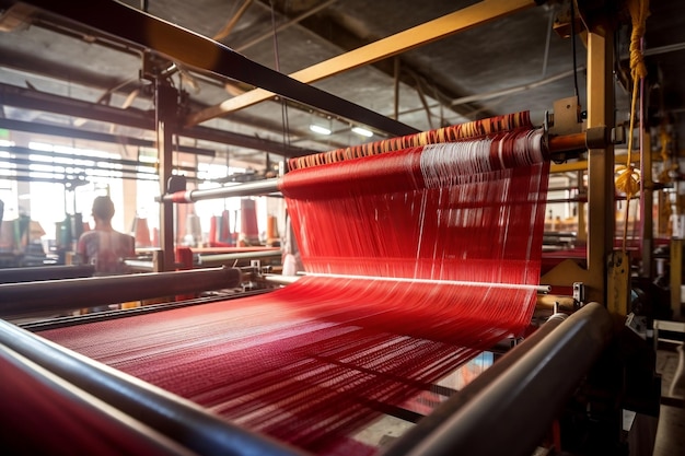 Tejido de telas en una fábrica textil