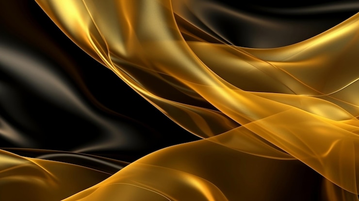 Tejido transparente dorado y negro fondo abstracto Ai generativo
