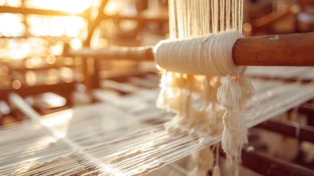 Tejidos tejidos a mano en telares tradicionales de producción artesanal