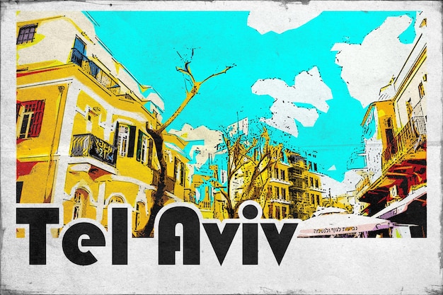 Tel Aviv Cartão postal de viagem vintage