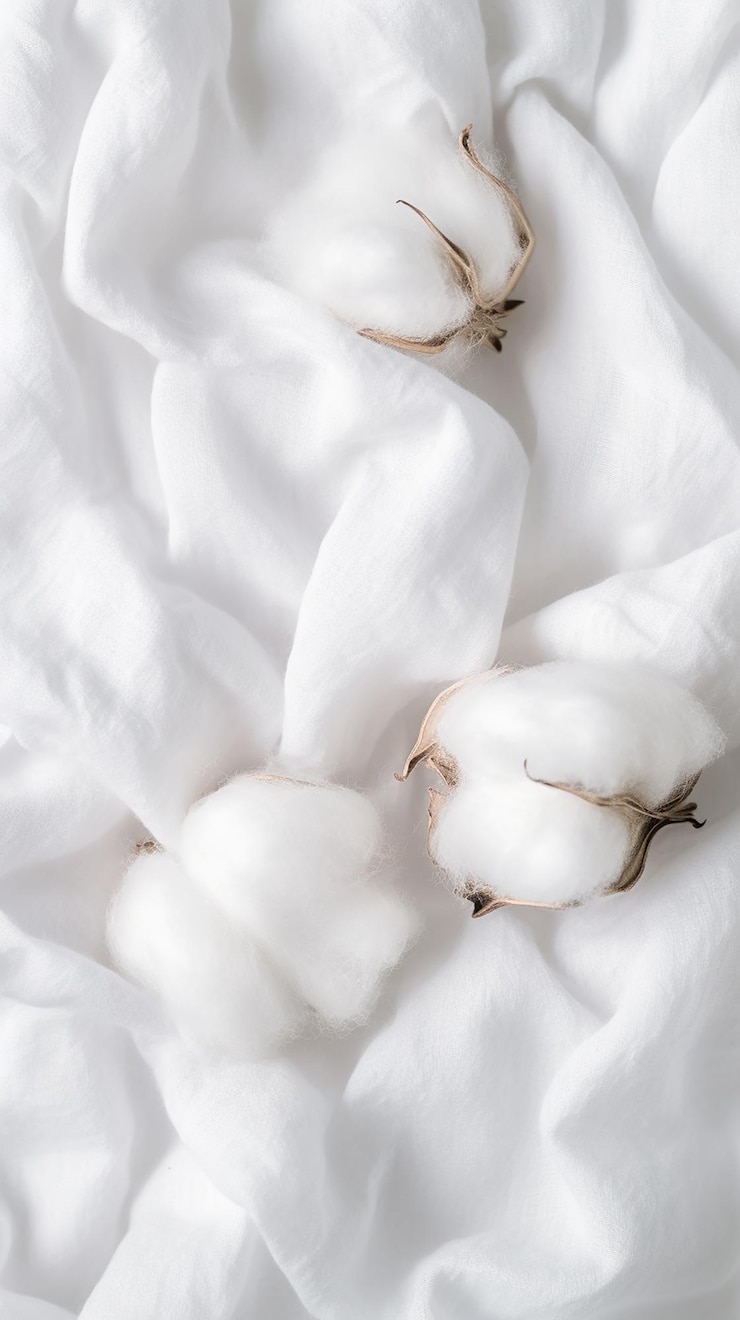 Foto tela de algodón puro con fondo blanco de alta resolución