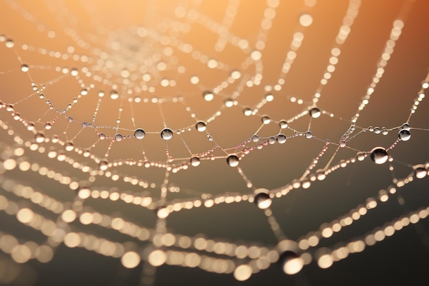 La tela de araña de Dewkiss brillando al amanecer los intrincados patrones de la naturaleza y la delicada belleza