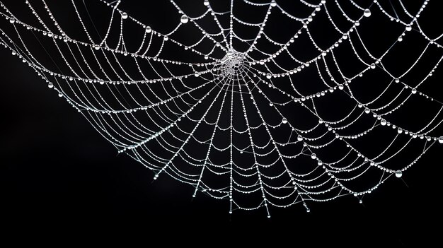 Foto una tela de araña con gotas de agua en ella