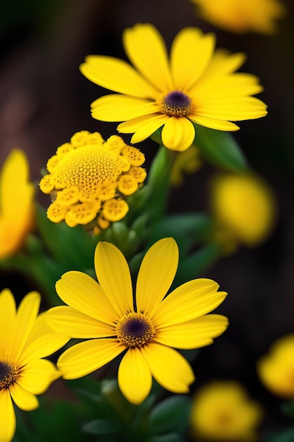 Foto tela cheia de flores amarelas brilhantes