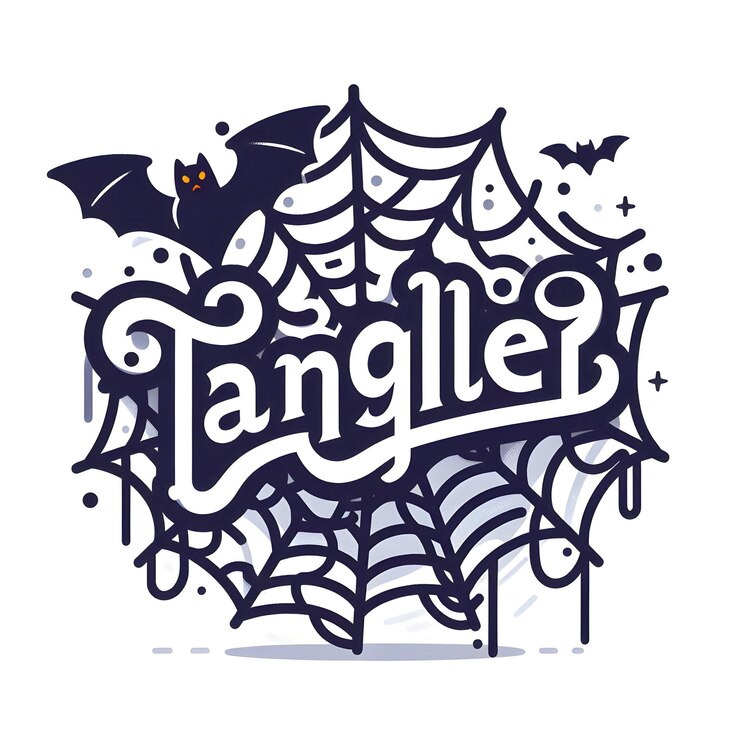 Foto tela de aranha plana e morcego com conceito de texto emaranhado como um vetor isolado com uma teia de aranha com