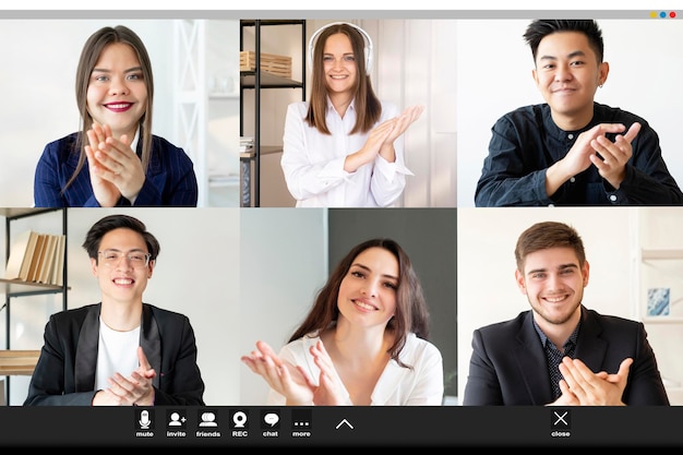 Tela de colegas de conferência virtual de chamada de vídeo