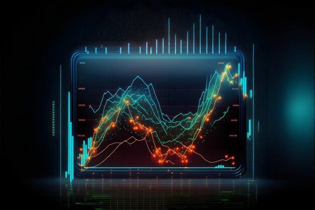 Tela de negociação, gráfico de negociação no mercado de ações, gráfico de investimento