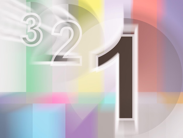 Tela de tv de renderização 3d colorida com números