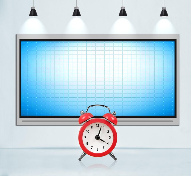Foto tela de tv em branco na parede de concreto