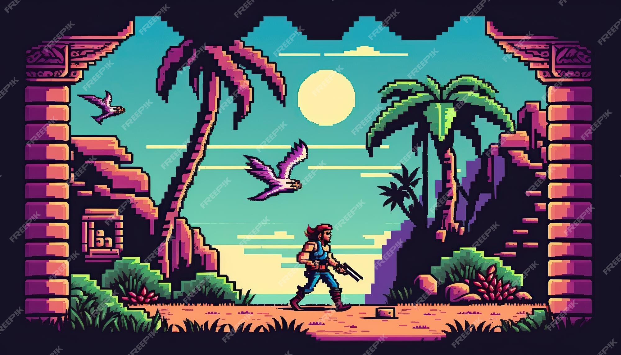 Tela de vitória de jogo de pixel interface de videogame retrô de 8 bits com  fundo de nível de jogo de computador de texto you win ilustração vetorial de  pixel art