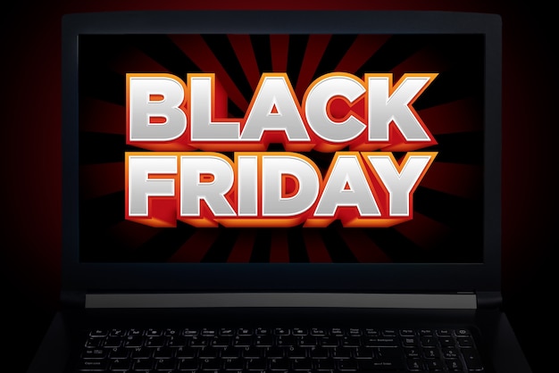 Tela do notebook com promoção Black Friday