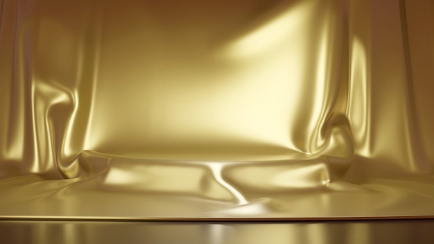 Tela dorada de lujo colocada en la representación del pedestal superior