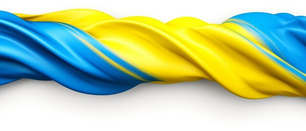 Foto una tela ondulada azul y amarilla se muestra en un fondo blanco