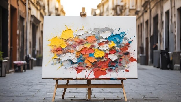 Foto tela de pintura aislada en la calle
