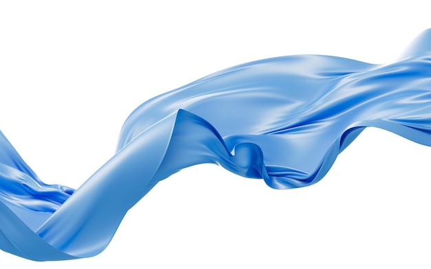 Tela de seda azul material de tela azul volando en el viento representación 3d
