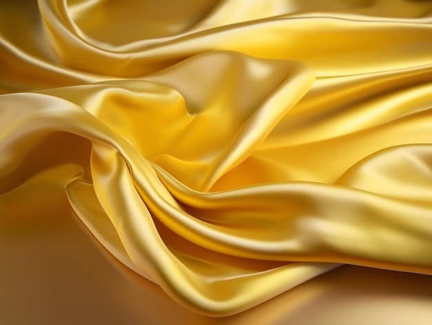 Una tela de seda dorada con un fondo blanco.
