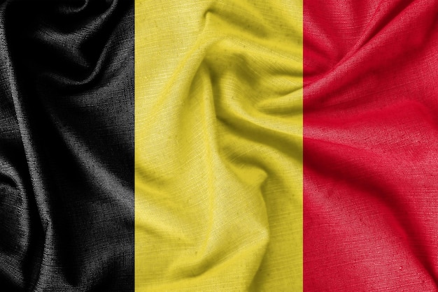 Tela de seda realista del fondo de la bandera del país de Bélgica
