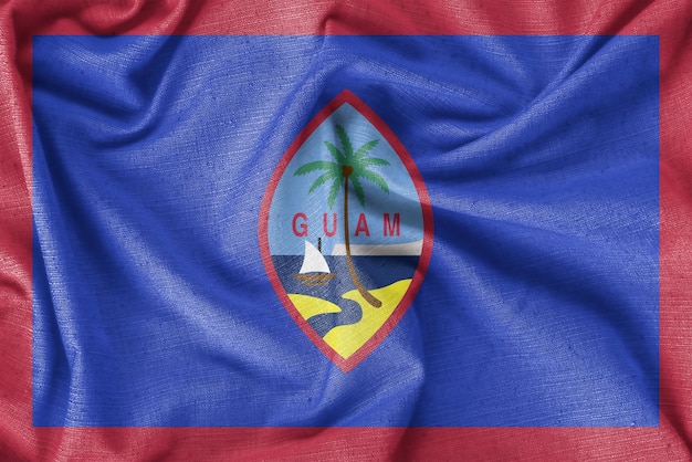 Tela de seda realista de fondo de bandera de país de Guam