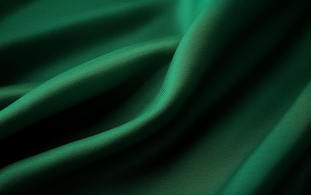 Una tela de seda verde con un fondo verde oscuro.