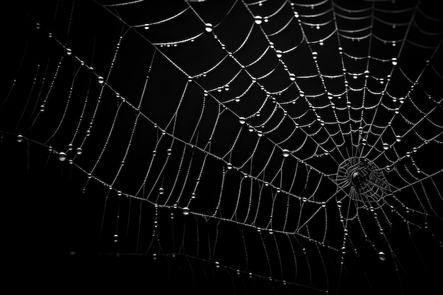 Telaraña con fondo oscuro telaraña con gotas de agua