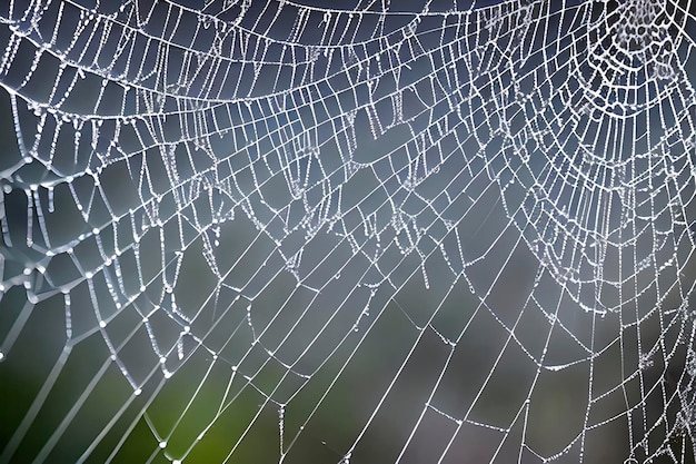 Telaraña con gotas de agua