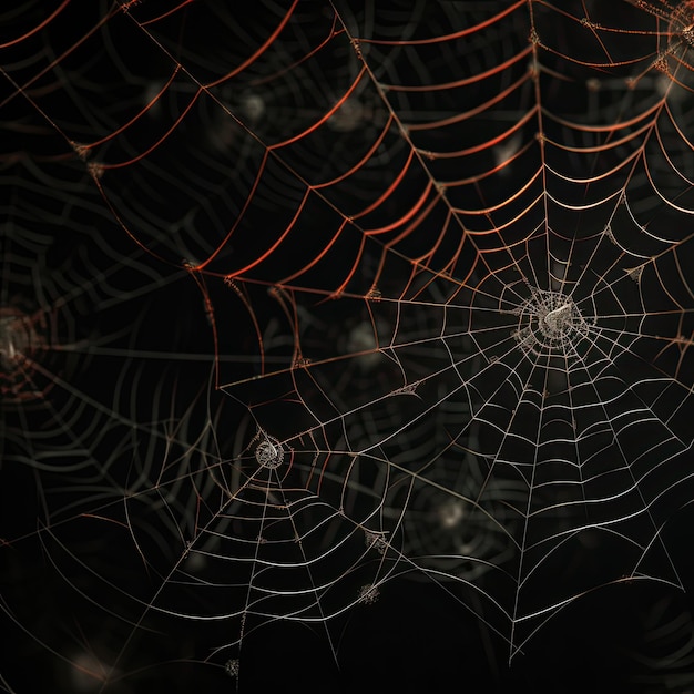 Telaraña con líneas naranjas y líneas naranjas que dicen "telaraña".