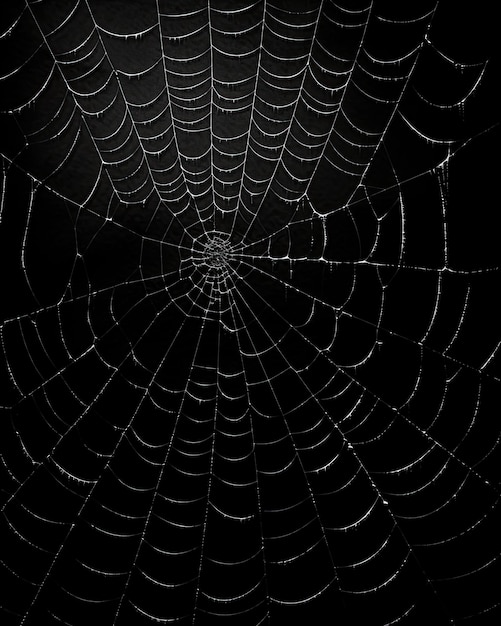 Telaraña sobre fondo negro oscuridad telaraña real