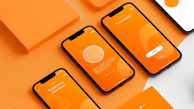 telas laranjas de telefones com laranja e laranja sobre eles um deles tem a palavra quot o outro quot