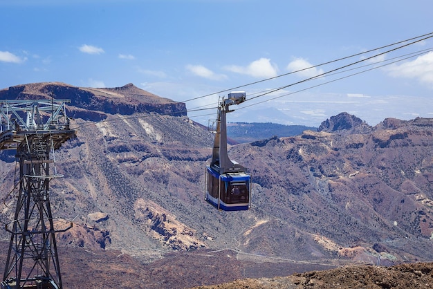 Teleférico funicular no vulcão do parque nacional Teide Tenerife Ilhas Canárias Espanha