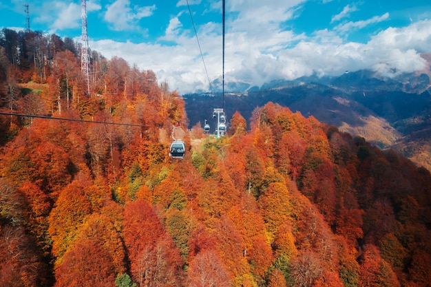 Teleférico no resort de Krasnaya Polyana